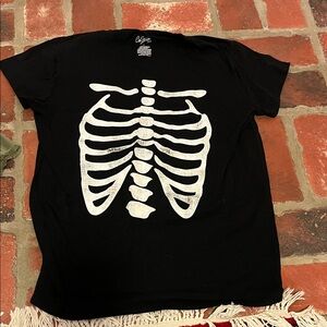 Black Skeleton Ribcage T-Shirt